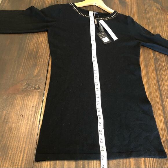 Vila Milano Studded Sweater Women’s M Wool Blend Black Soft Stretch Holiday - Picture 5 of 8